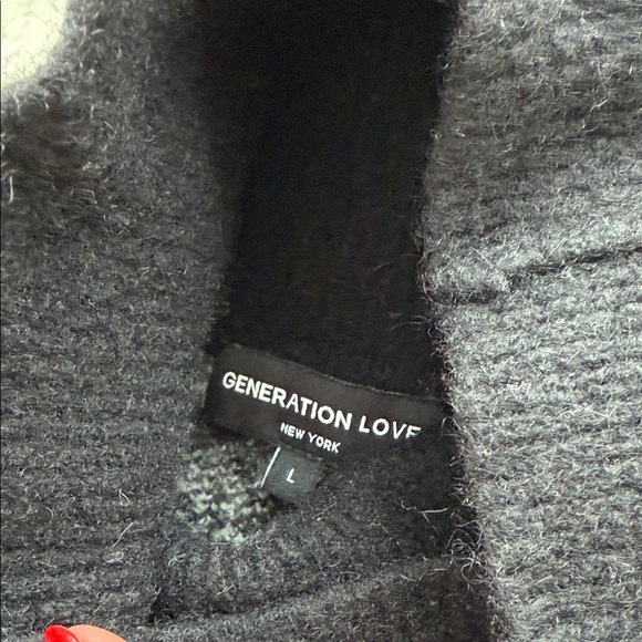 Generation Love Black and White Patterned Turtleneck Sweater - Picture 3 of 3